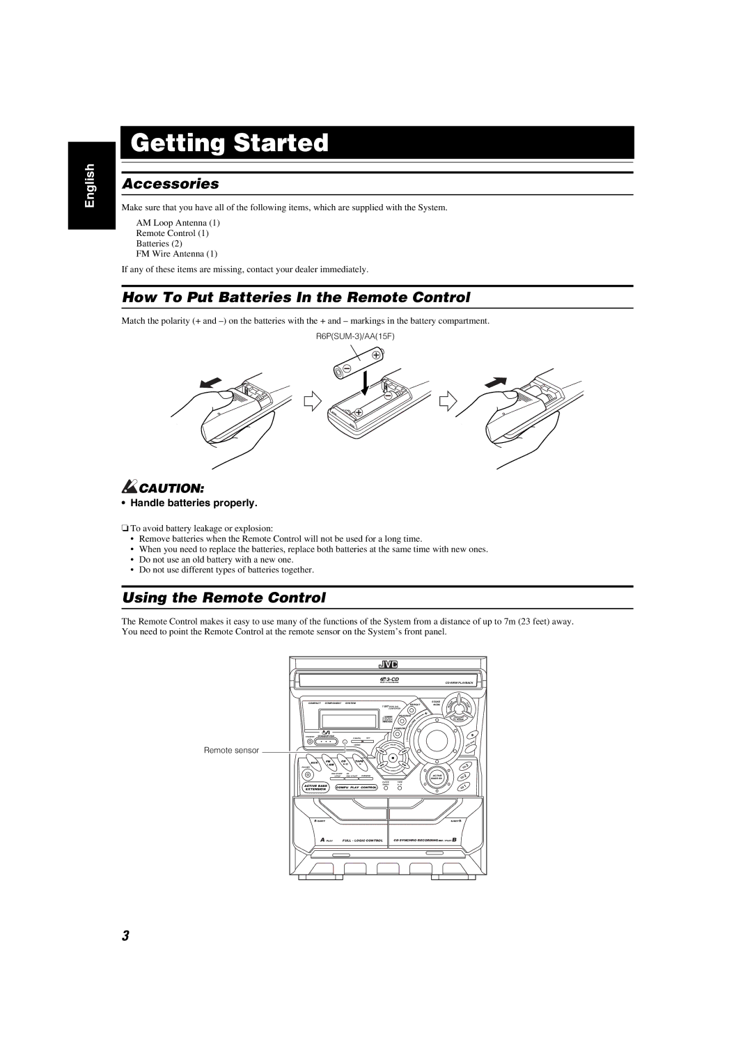 JVC MX-K30 manual Getting Started 