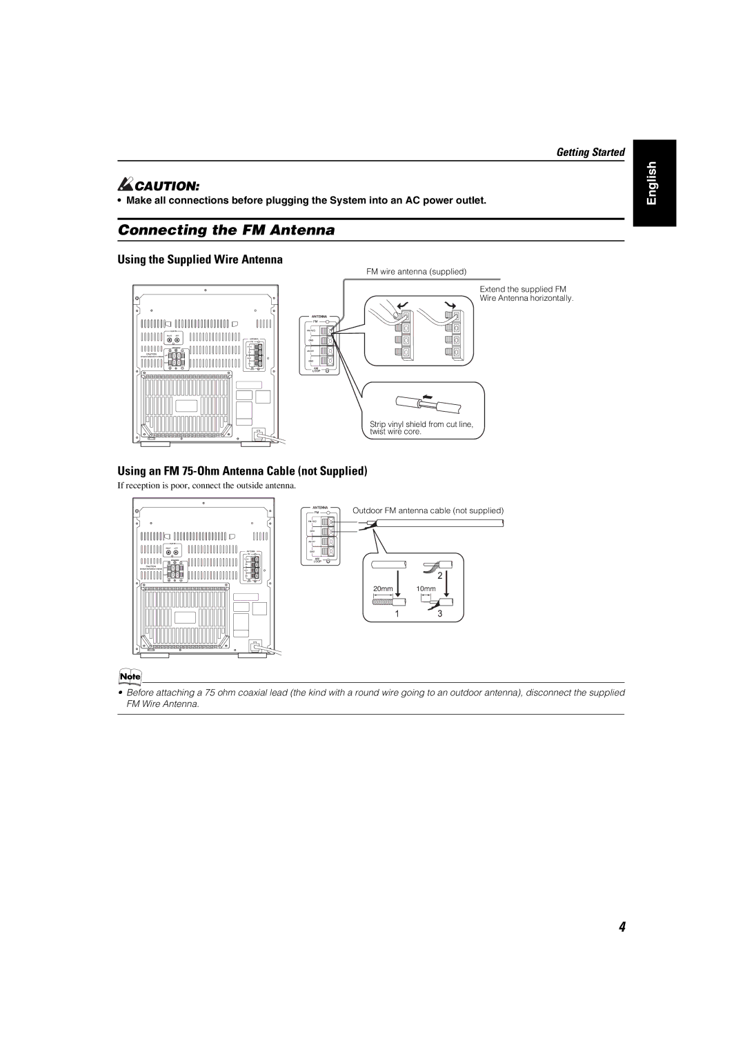 JVC MX-K30 manual Connecting the FM Antenna 