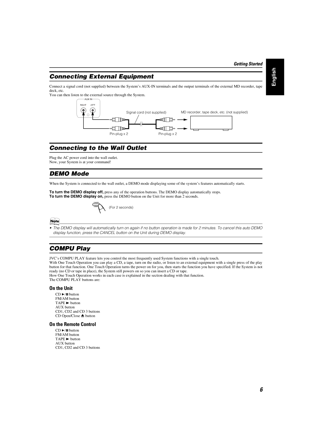 JVC MX-K30 manual Connecting External Equipment 