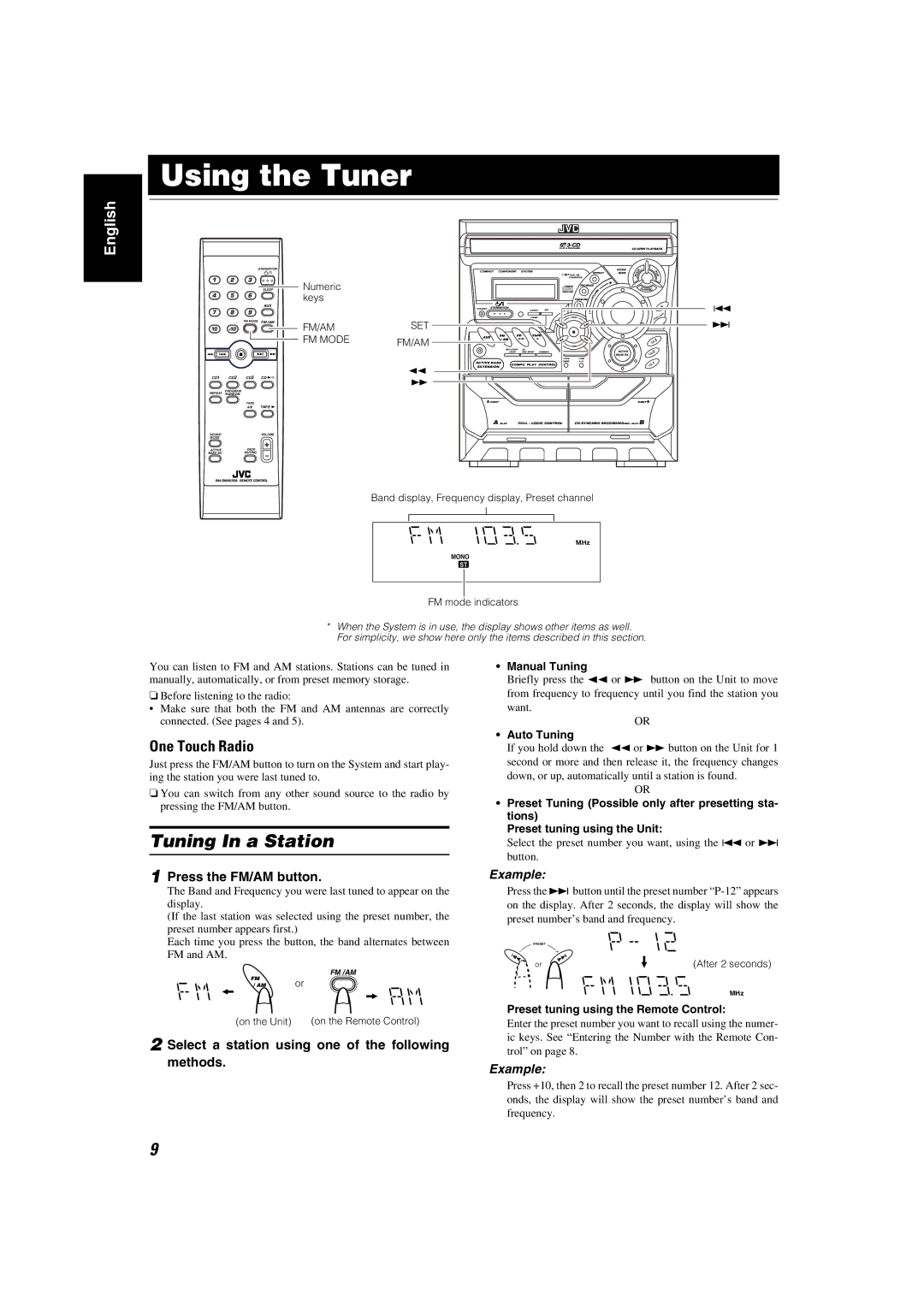 JVC MX-K30 manual FM/AM FM Mode 