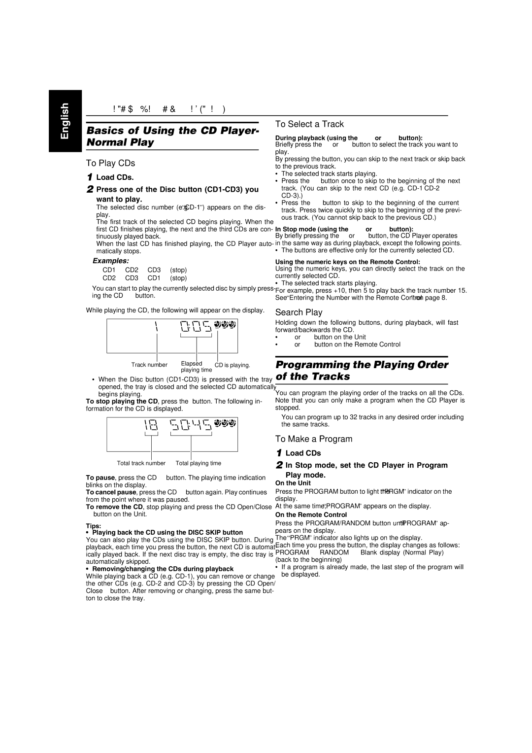 JVC MX-K350V manual Basics of Using the CD Player- Normal Play, Programming the Playing Order of the Tracks 