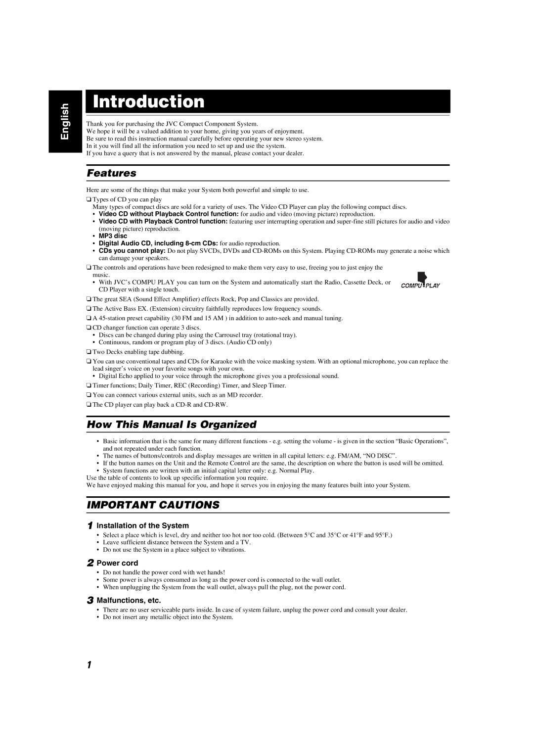 JVC MX-K35V manual Introduction, Features, How This Manual Is Organized 