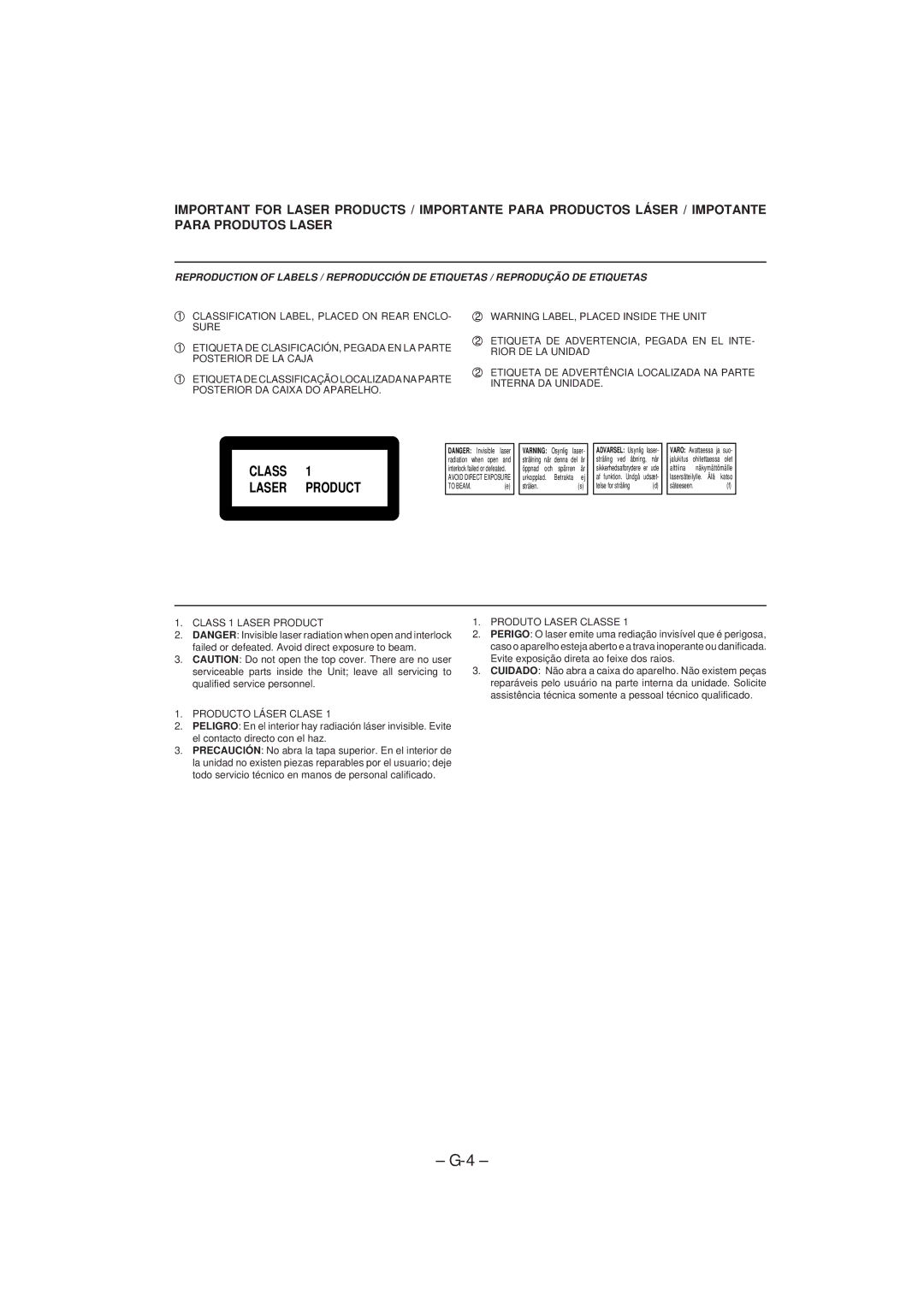 JVC MX-K5 manual Class Laser Product 