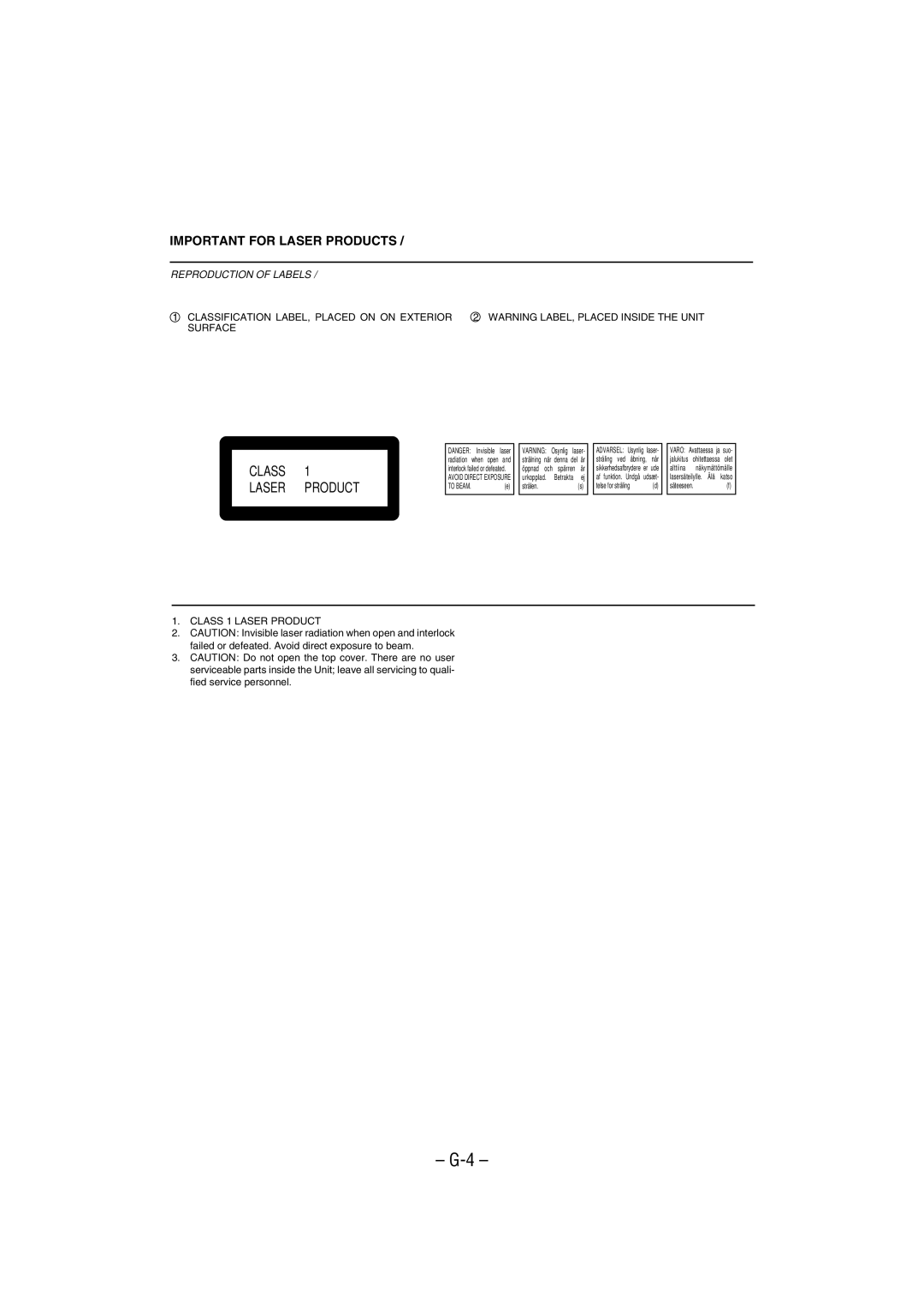 JVC SP-MXK50, MX-K50 manual Class Laser Product 