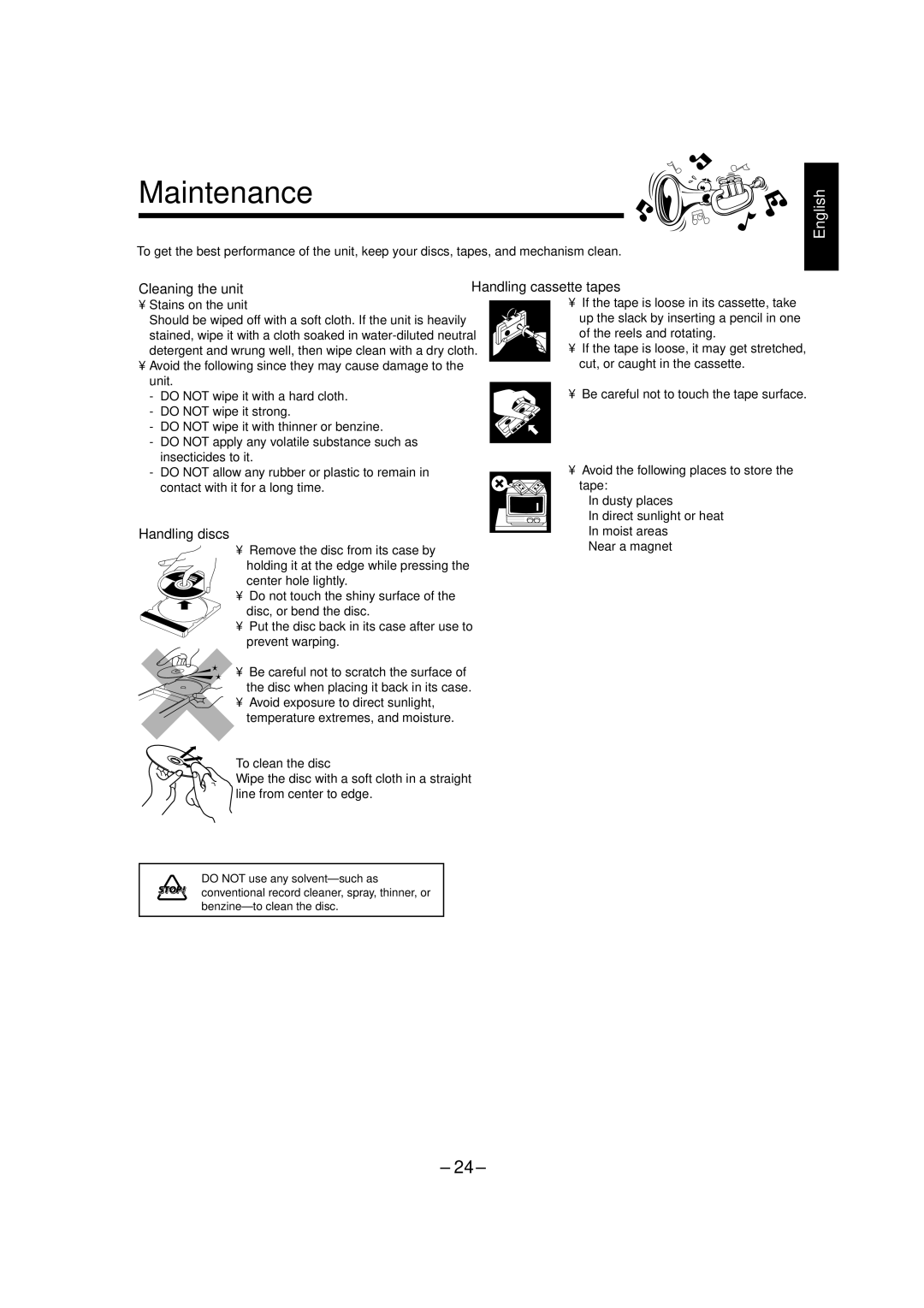 JVC SP-MXK50, MX-K50 manual Maintenance 