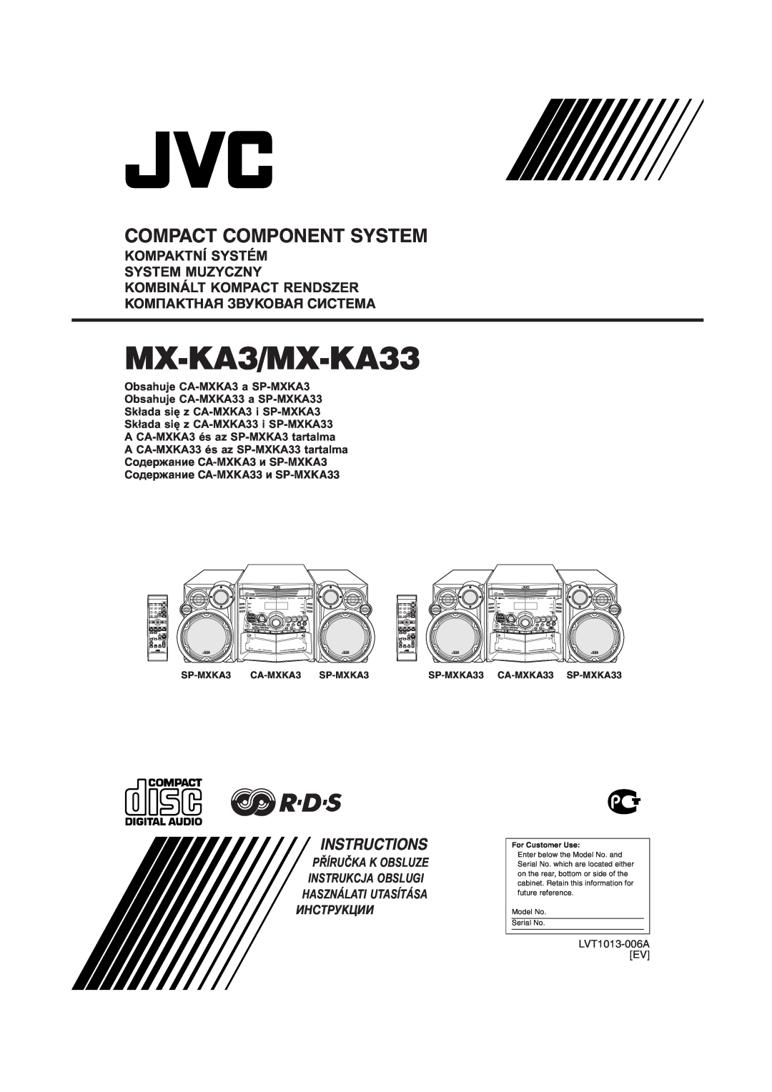 JVC manual Kompaktní Systém System Muzyczny, MX-KA3/MX-KA33, Compact Component System, Instructions, PŘĺRUČKA K OBSLUZE 
