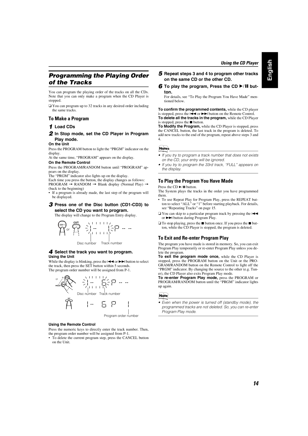 JVC MX-KA5JW manual Programming the Playing Order of the Tracks, To Make a Program, To Play the Program You Have Made 