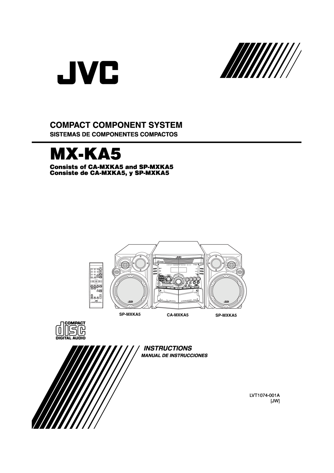 JVC MX-KA5JW manual Instructions, Compact Component System, Sistemas De Componentes Compactos, Manual De Instrucciones 