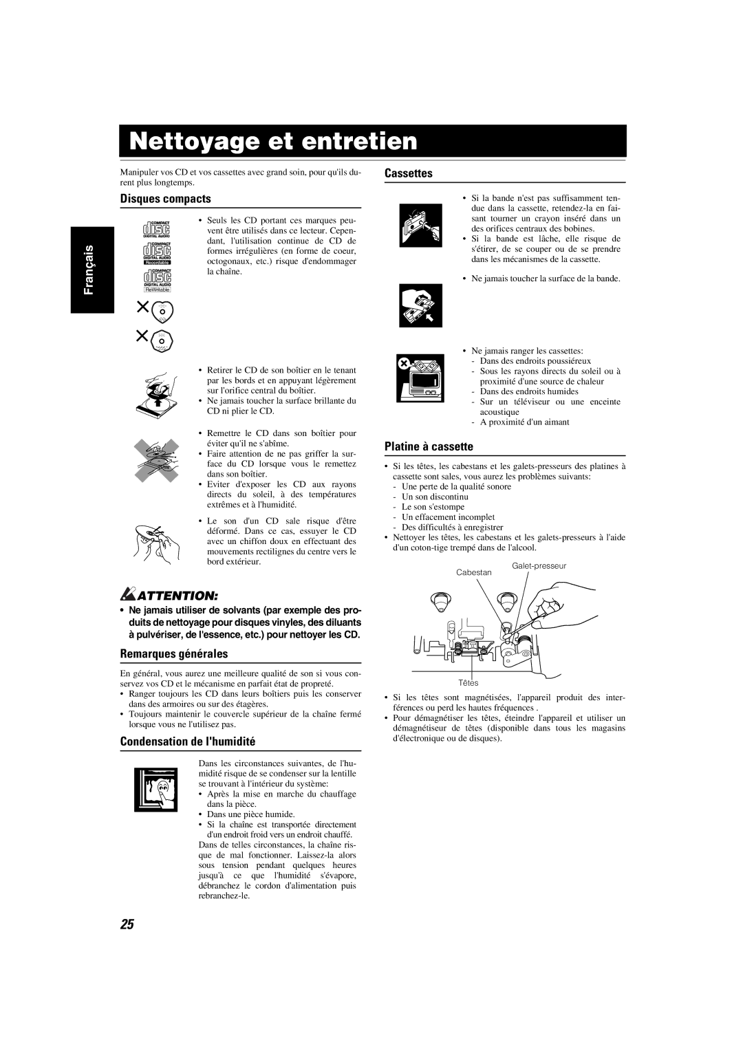 JVC MX-KA6 manual Nettoyage et entretien 