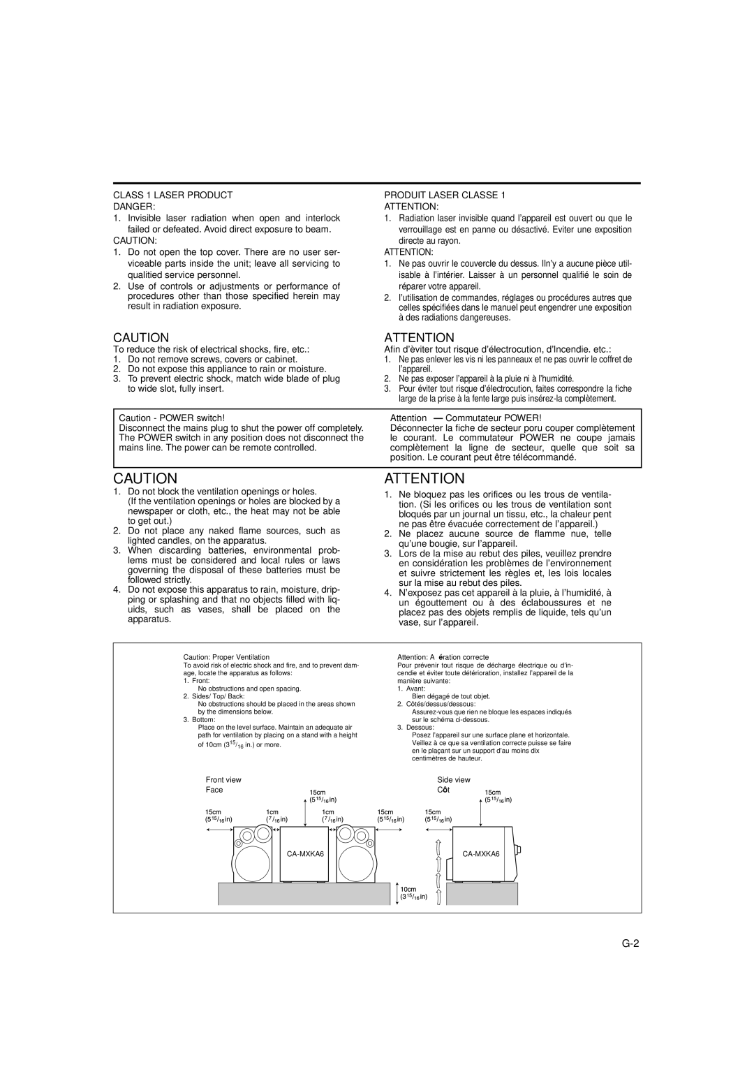 JVC MX-KA6 manual Class 1 Laser Product 