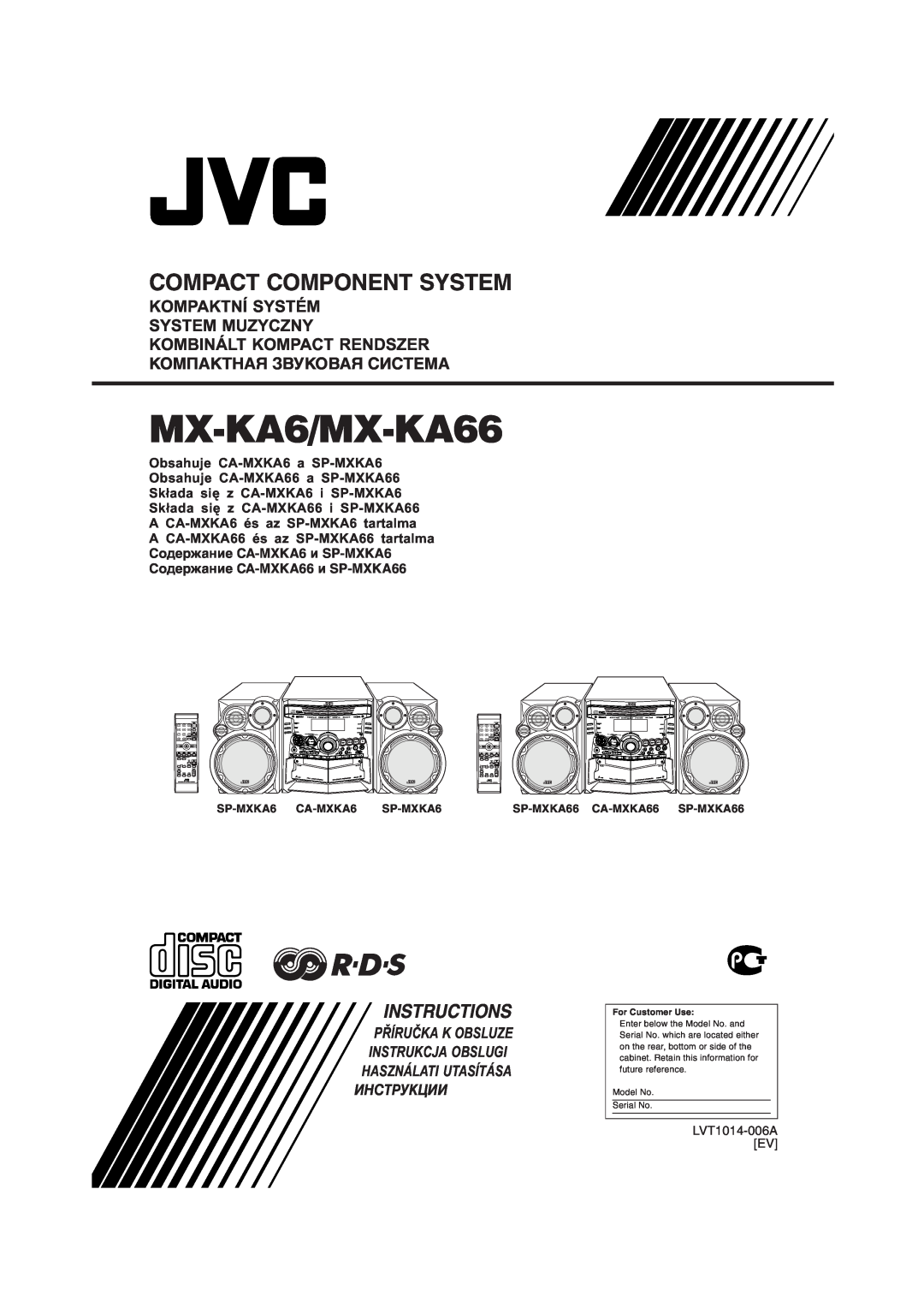JVC manual Kompaktní Systém System Muzyczny, MX-KA6/MX-KA66, Compact Component System, Instructions, Инструкции 