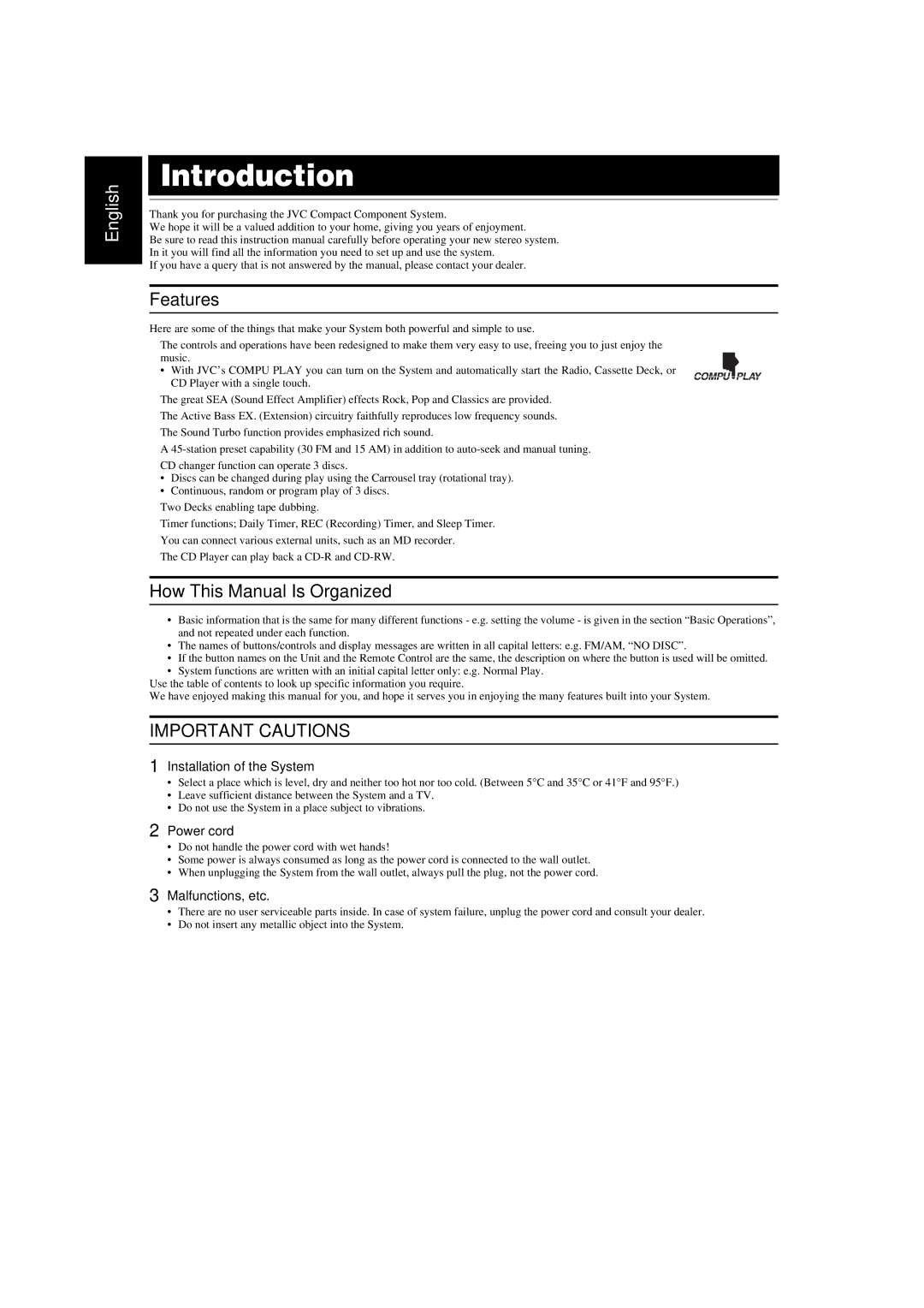 JVC MX-KA7 manual Introduction, Features, How This Manual Is Organized 