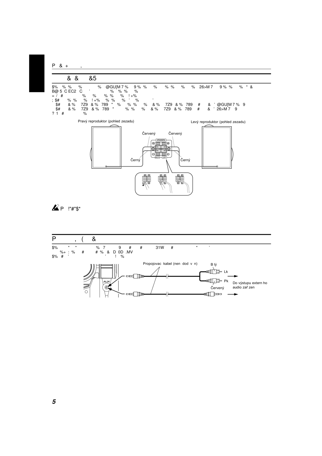 JVC MX-KB11, MX-KB22 manual Zapojení reproduktorů, Připojení vnějšího aparátu 