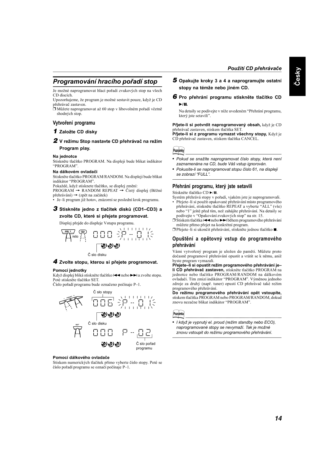 JVC MX-KB22 manual Vytvoření programu, Přehrání programu, který jste setavili, Zvolte stopu, kterou si přejete programovat 