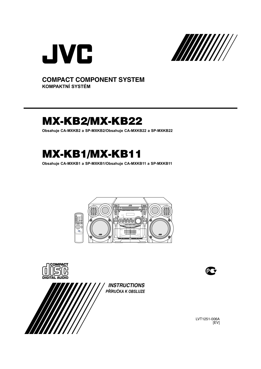 JVC manual PŘĺRUČKA K OBSLUZE, MX-KB2/MX-KB22, MX-KB1/MX-KB11, Compact Component System, Instructions, Kompaktní Systém 