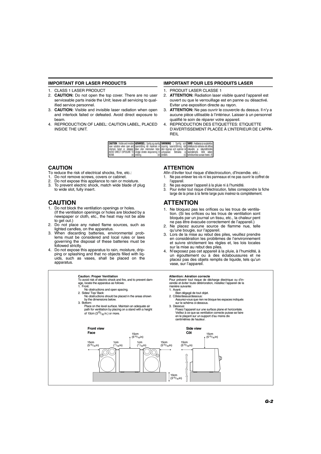 JVC MX-KB30 manual Important For Laser Products, Important Pour Les Produits Laser 