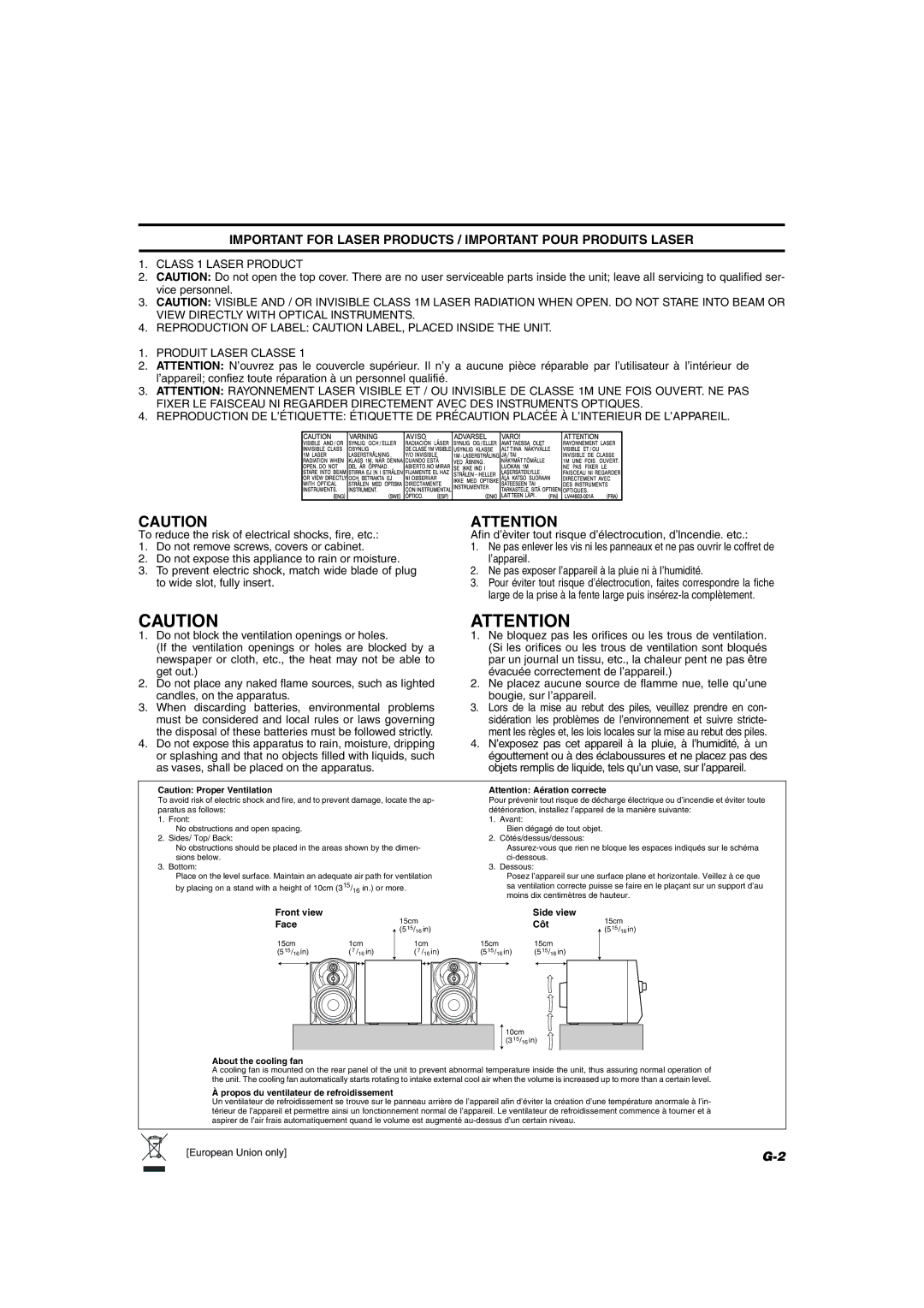 JVC MX-KC45 manual Important for Laser Products / Important Pour Produits Laser 