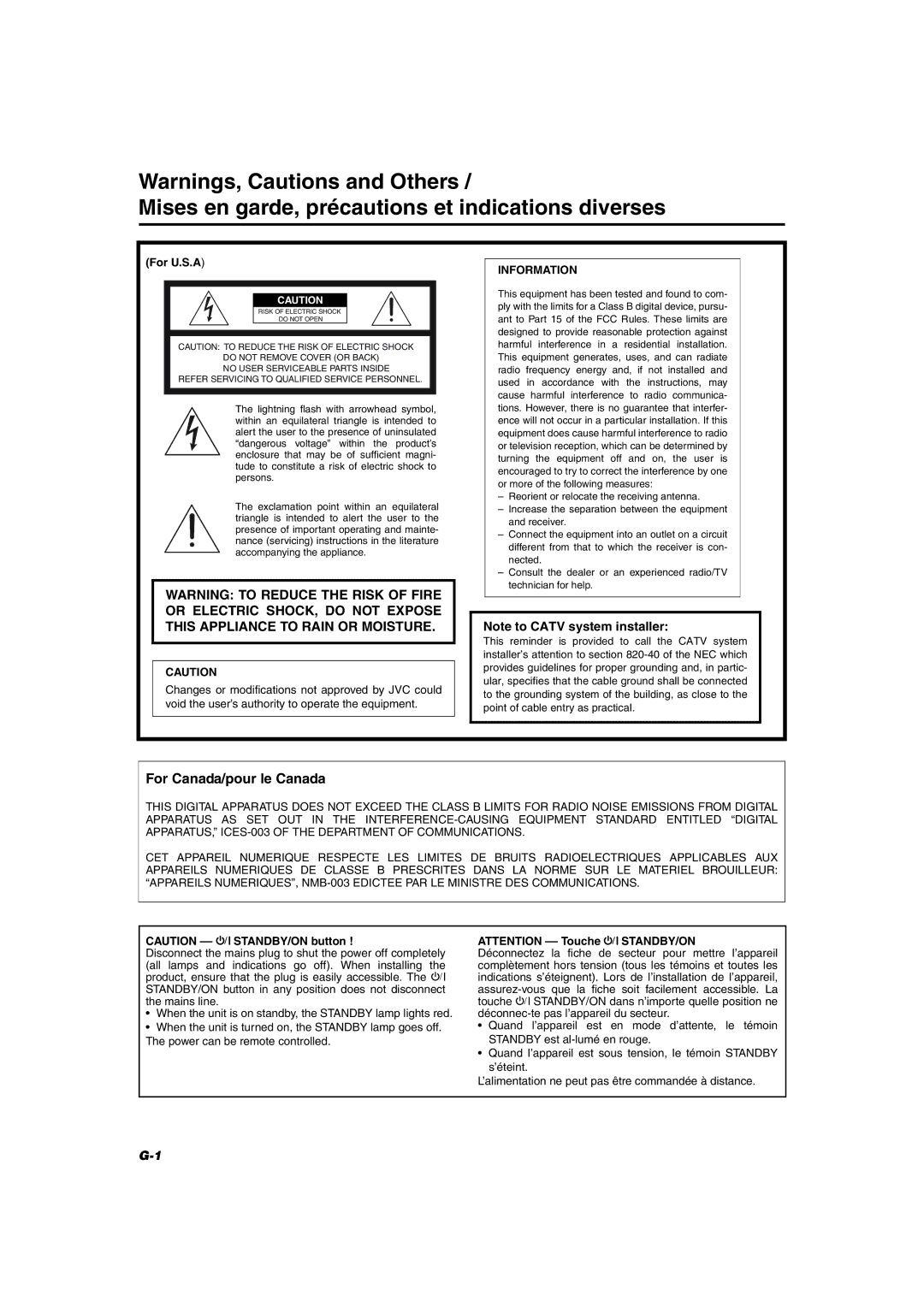 JVC MX-KC45 manual Mises en garde, précautions et indications diverses 