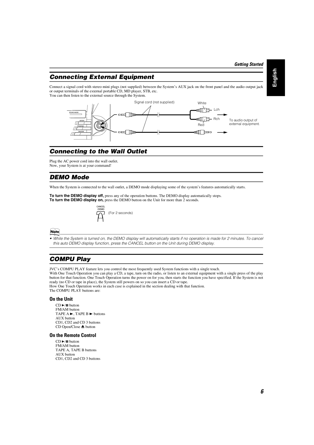 JVC MX-KC45 manual Connecting External Equipment 