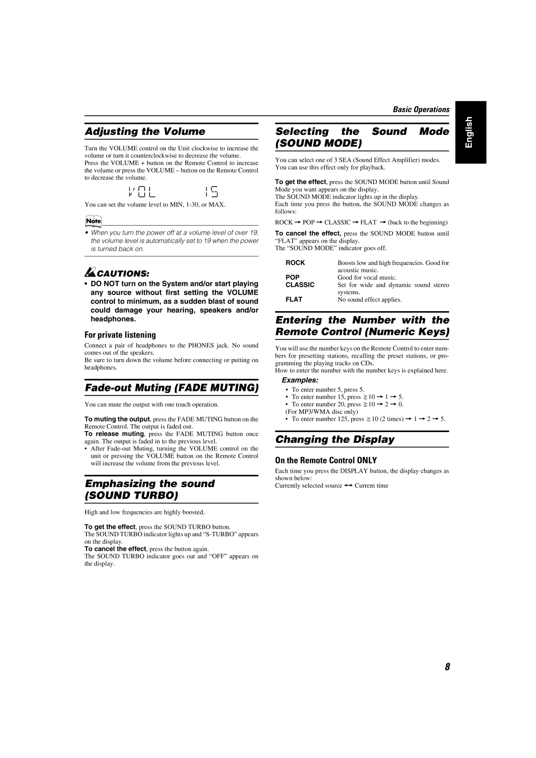 JVC MX-KC45 manual Sound Mode 