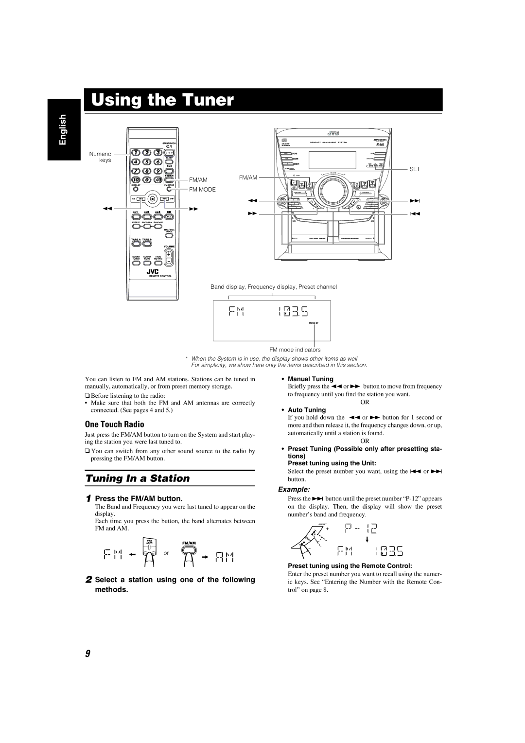 JVC MX-KC45 manual Using the Tuner 