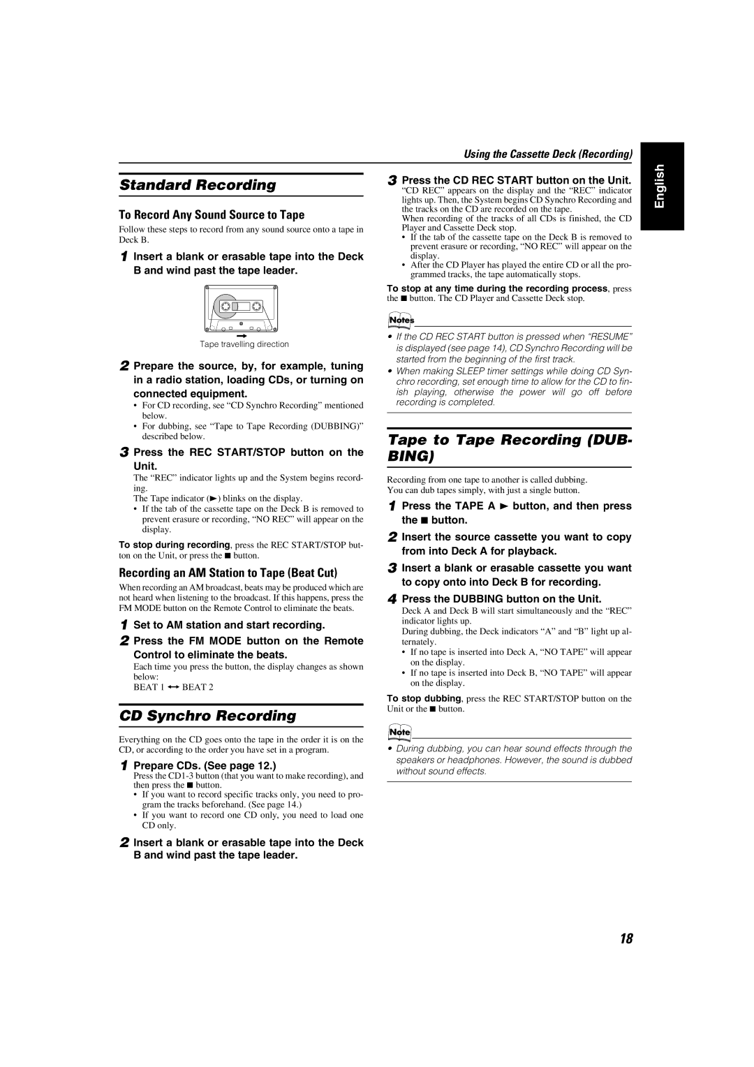 JVC MX-KC45 manual Standard Recording 