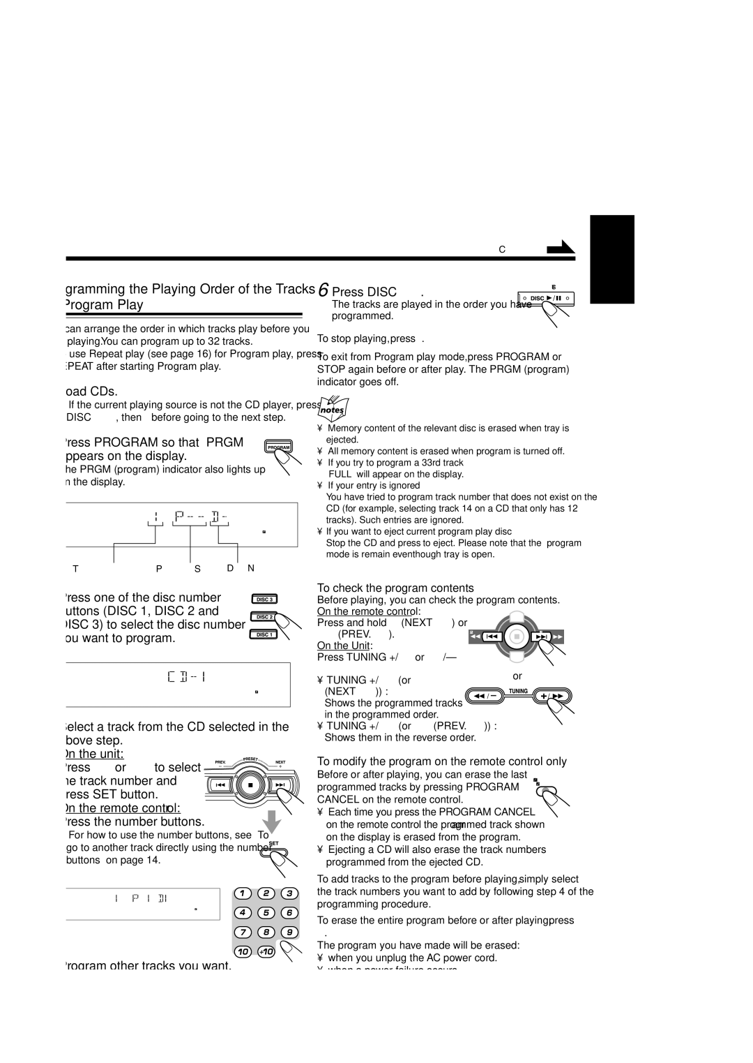 JVC CA-MXSK1, MX-SK3, MX-SK1 manual Program Play, Load CDs, Press Program so that Prgm appears on the display, Press Disc 3¥8 