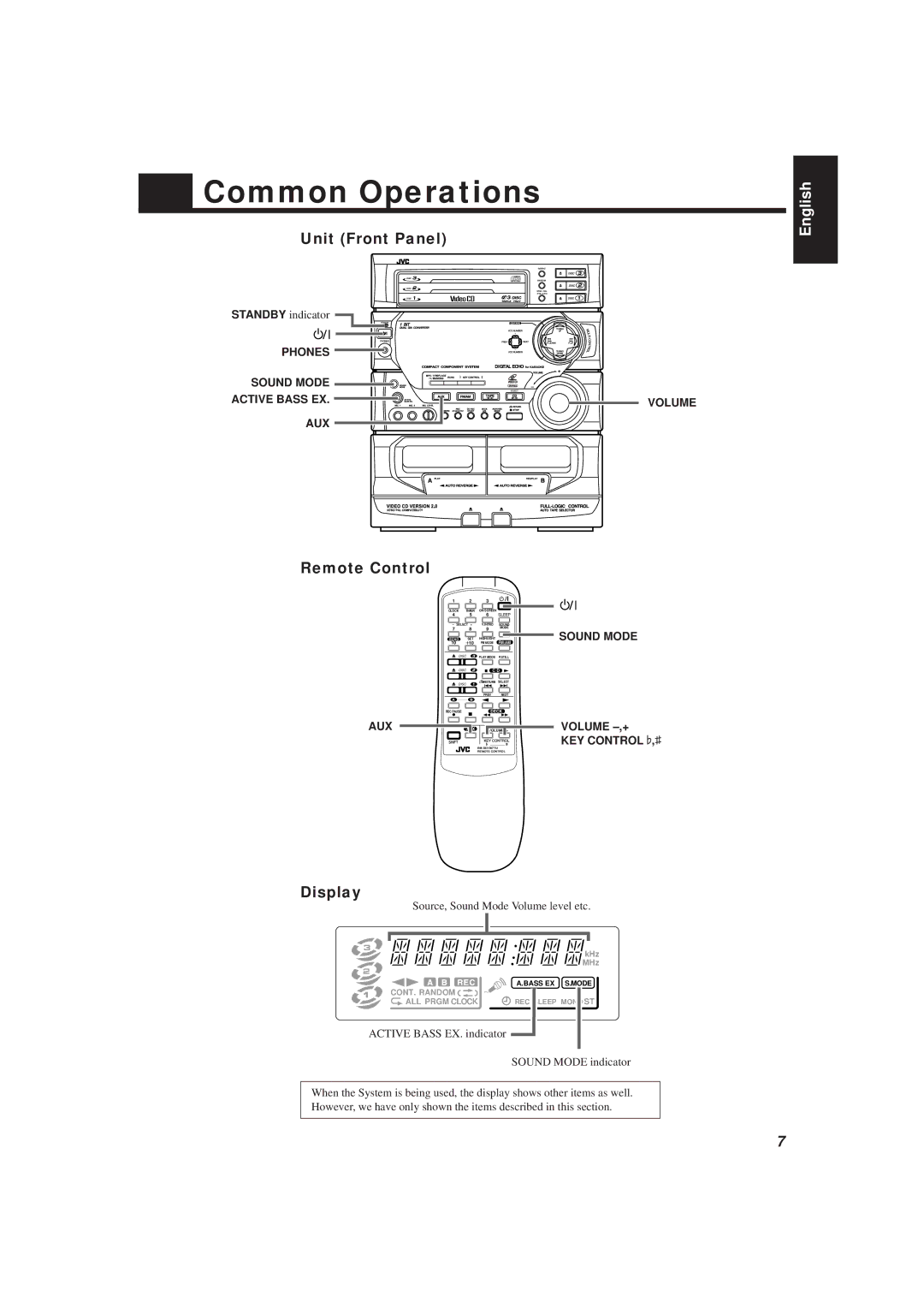 JVC MX-V588T, MX-V508T manual Common Operations, Unit Front Panel, Remote Control, Display 