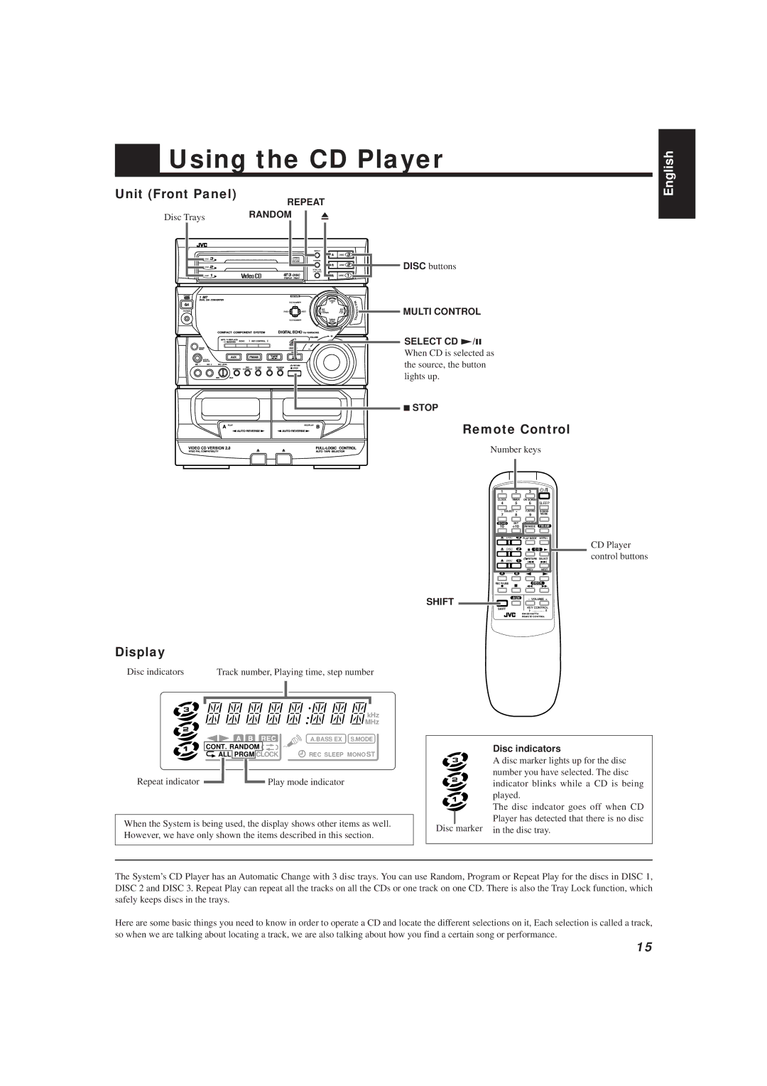 JVC MX-V588T, MX-V508T manual Using the CD Player 