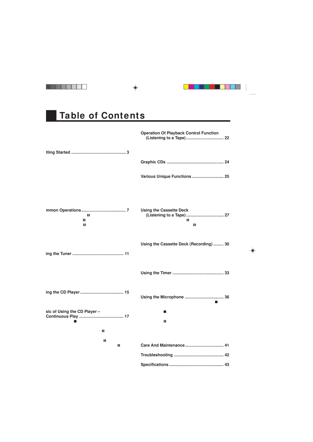 JVC MX-V508T, MX-V588T manual Table of Contents 