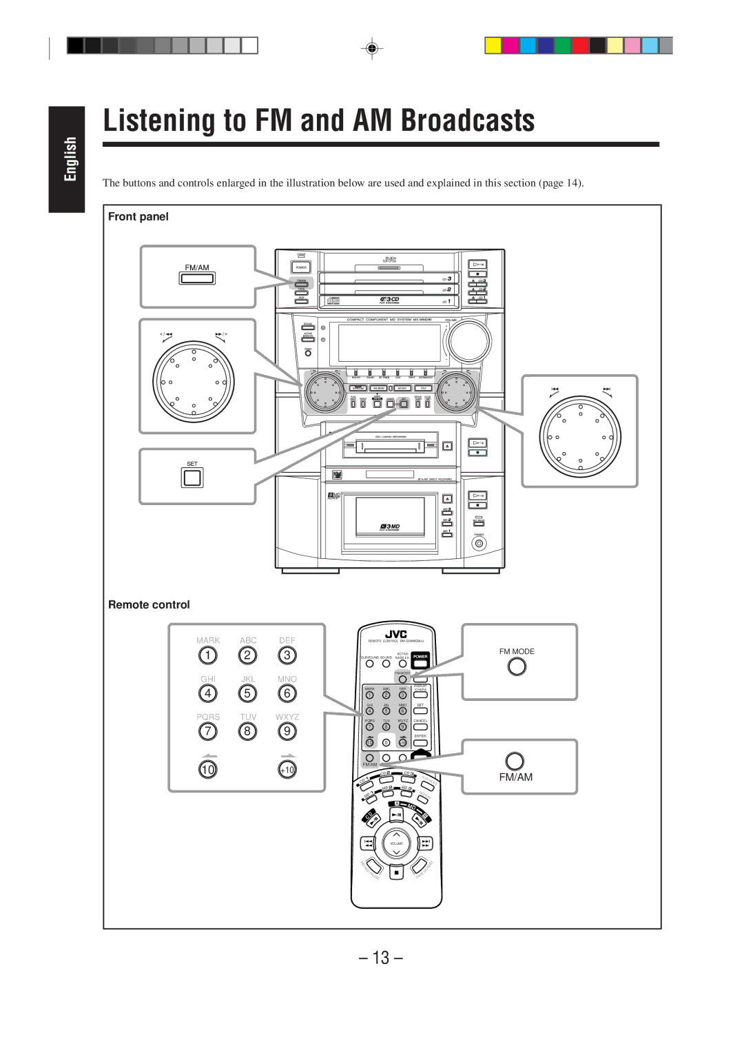 JVC MX-WMD90 manual Listening to FM and AM Broadcasts 