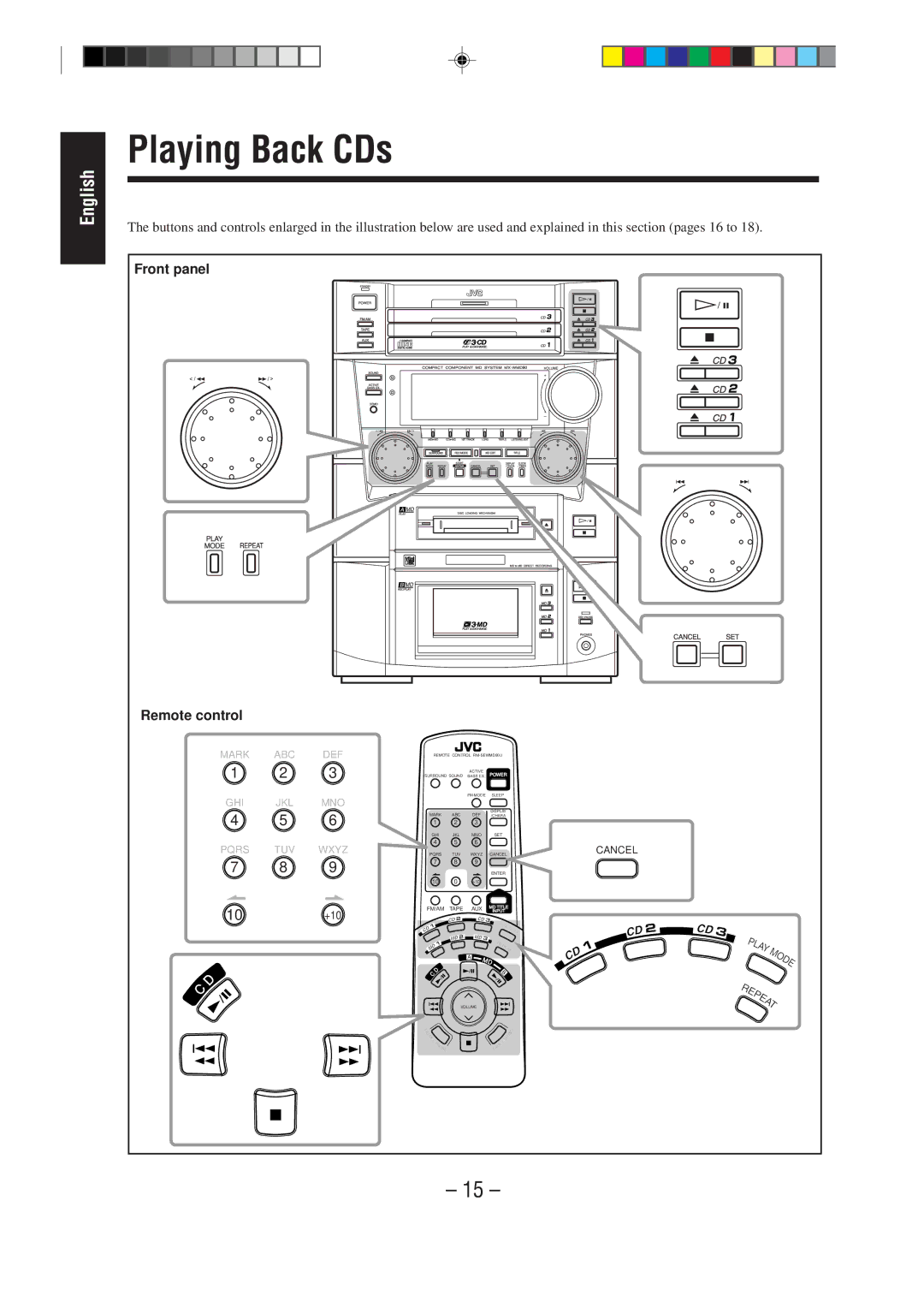 JVC MX-WMD90 manual Playing Back CDs 