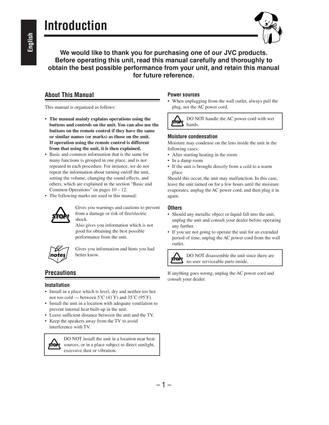 JVC MX-WMD90 manual Introduction, Precautions 