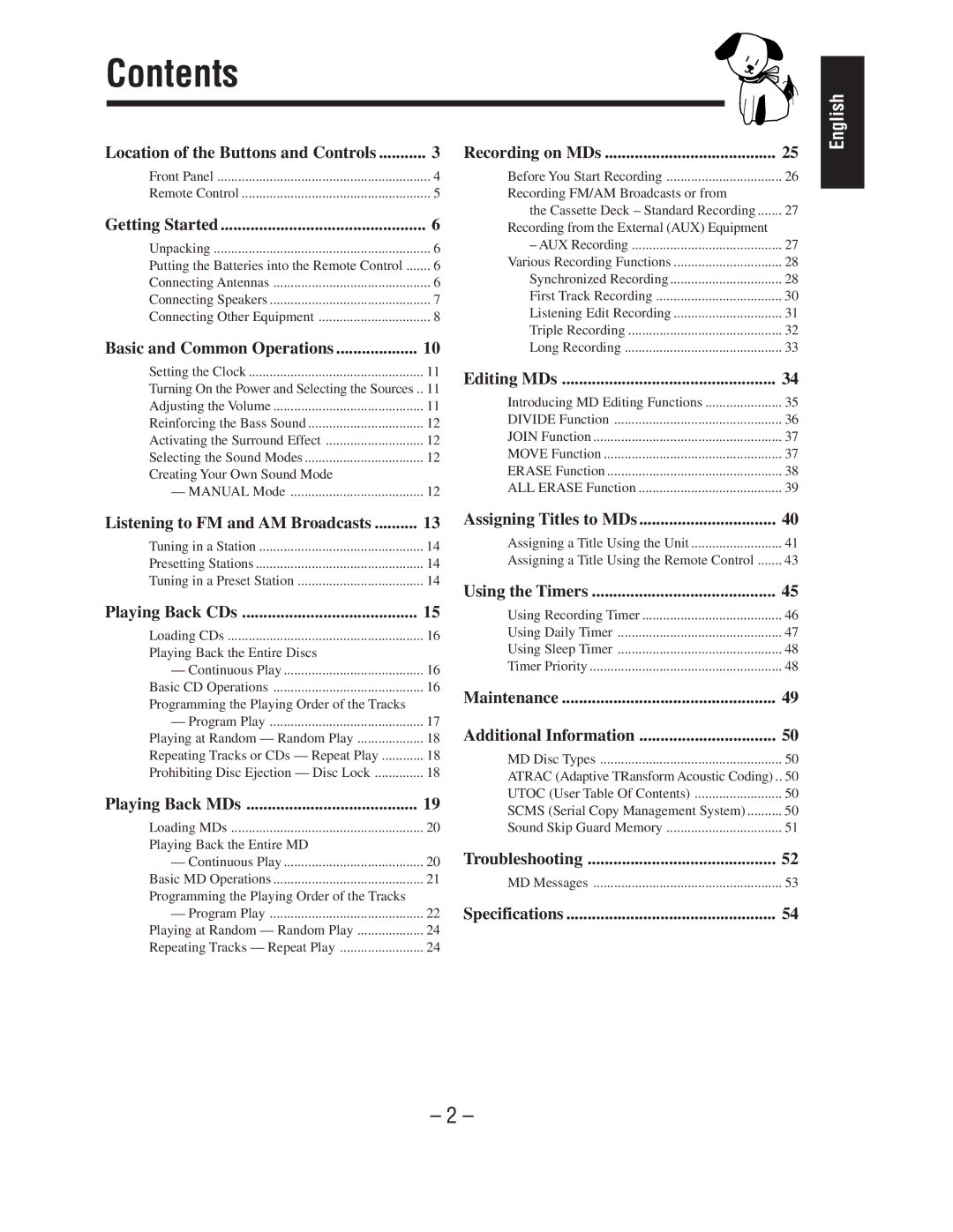 JVC MX-WMD90 manual Contents 