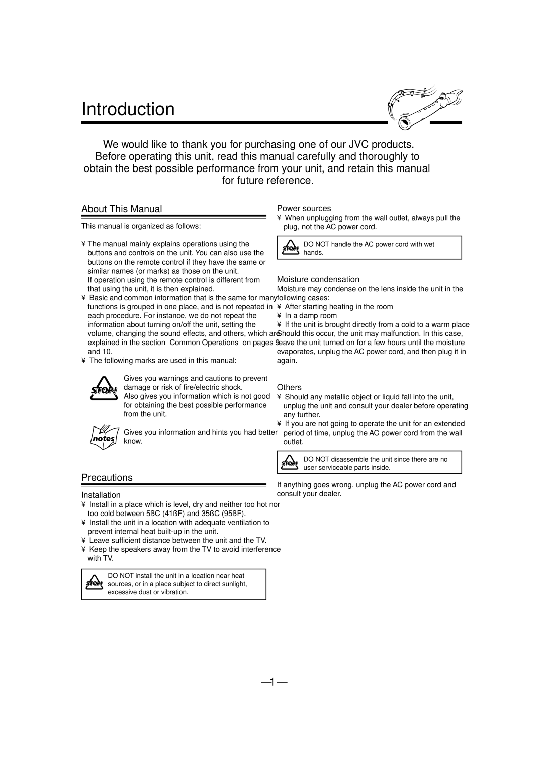 JVC SP-MXG500, CA-MXG500 manual Introduction, About This Manual, Precautions 