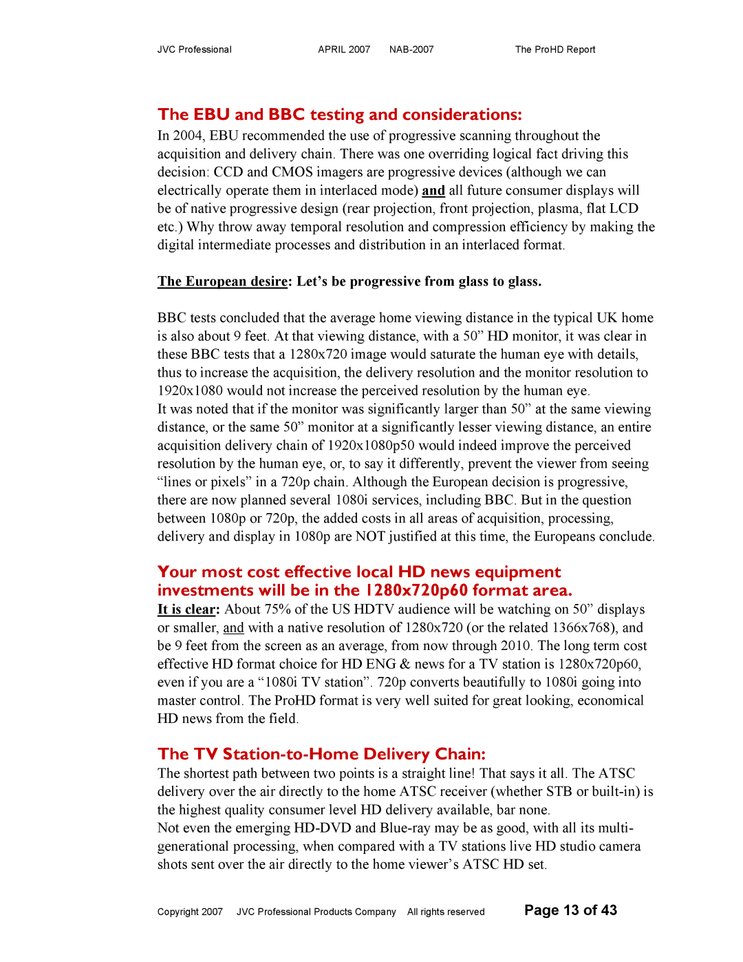 JVC NAB-2007 manual EBU and BBC testing and considerations, TV Station-to-Home Delivery Chain 