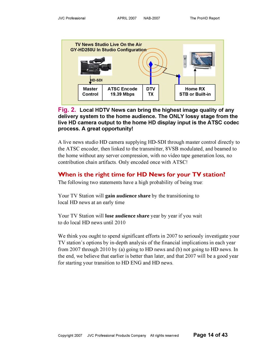 JVC NAB-2007 manual When is the right time for HD News for your TV station? 