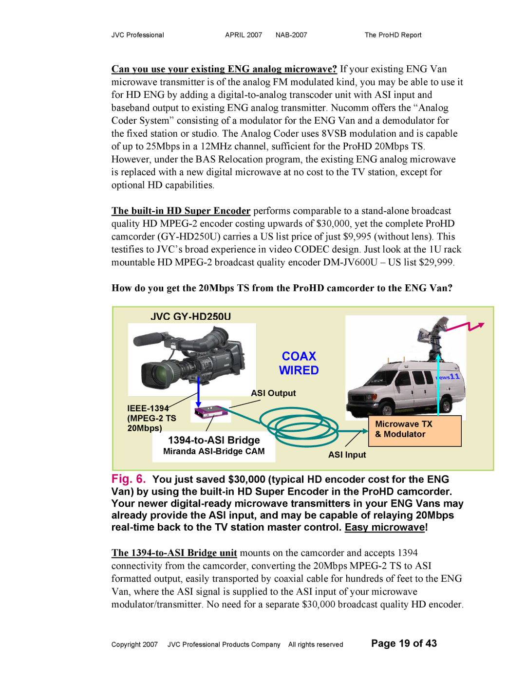 JVC NAB-2007 manual Coax Wired 