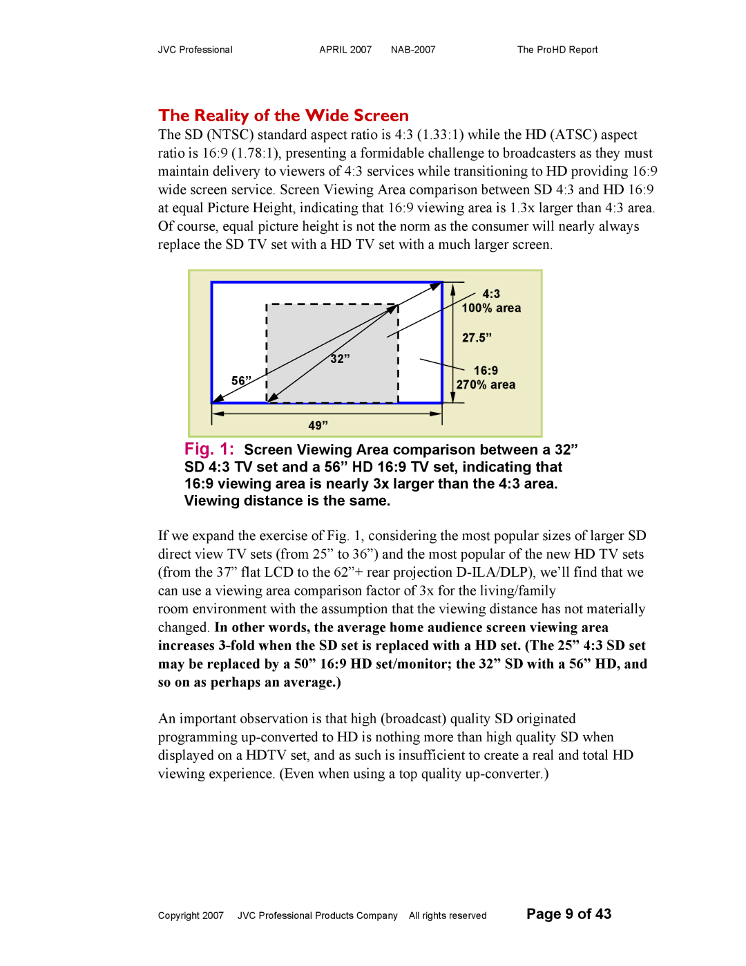 JVC NAB-2007 manual Reality of the Wide Screen 