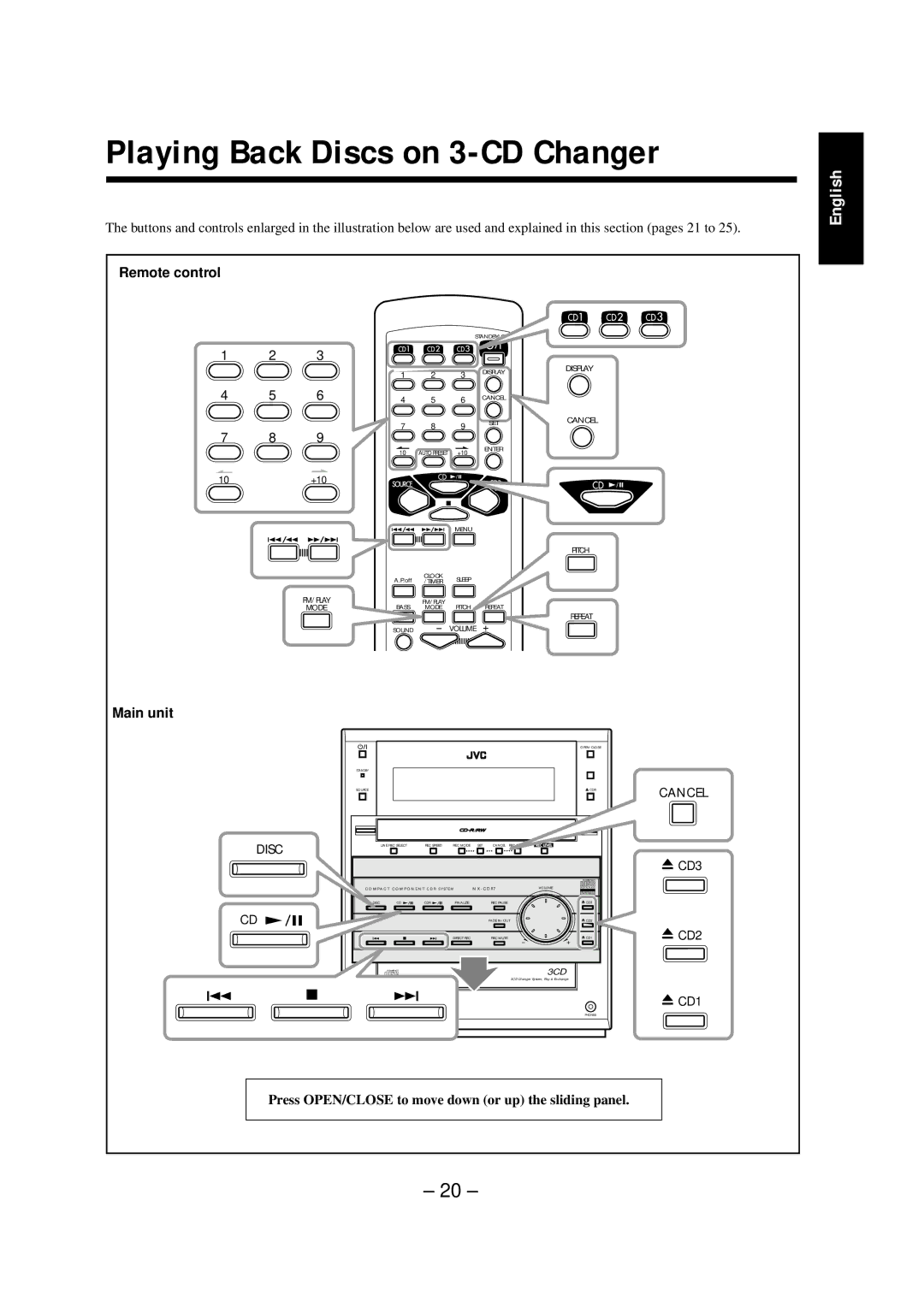 JVC NX-CDR7 manual Playing Back Discs on 3-CD Changer 