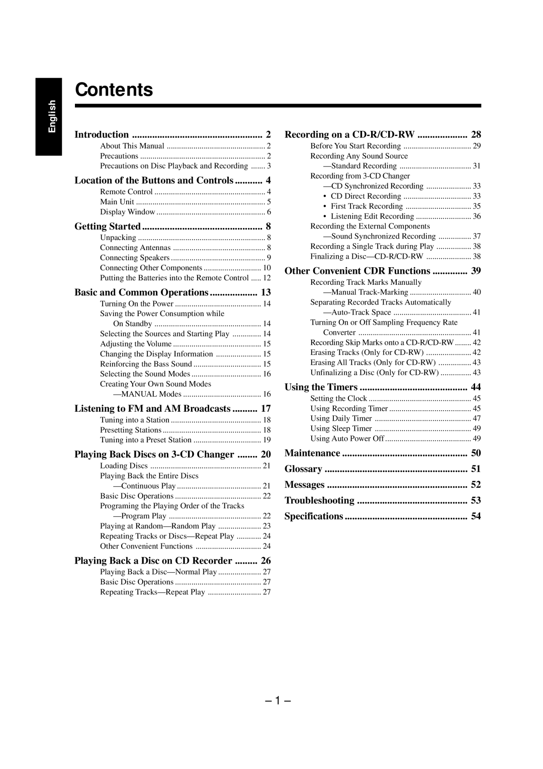 JVC NX-CDR7 manual Contents 