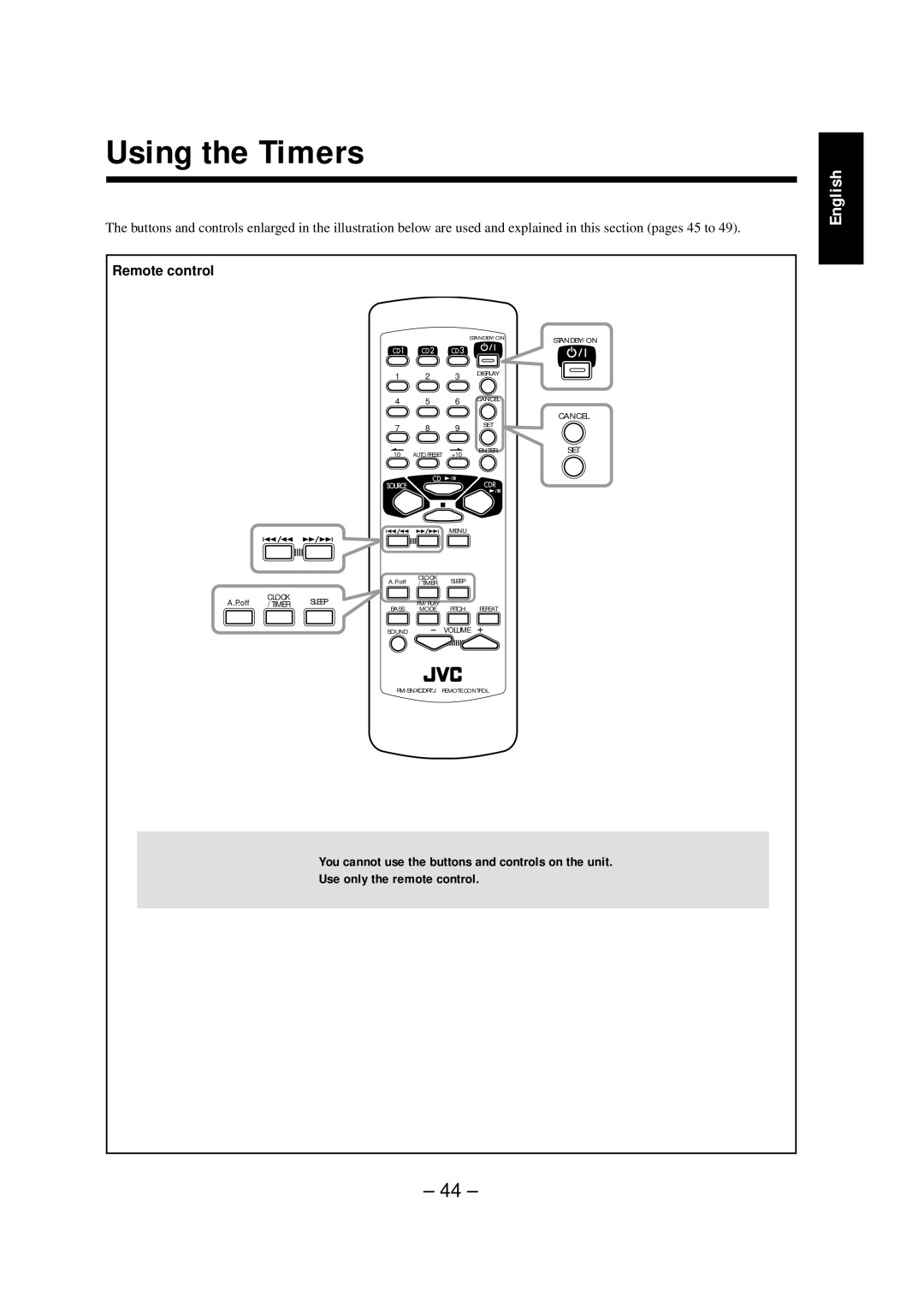 JVC NX-CDR7 manual Using the Timers 