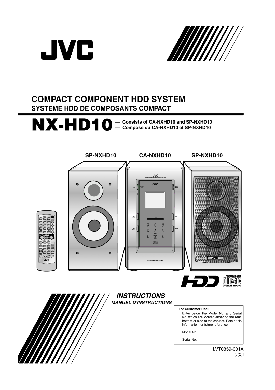 JVC NX-HD10 manual Compact Component HDD System, LVT0859-001A 