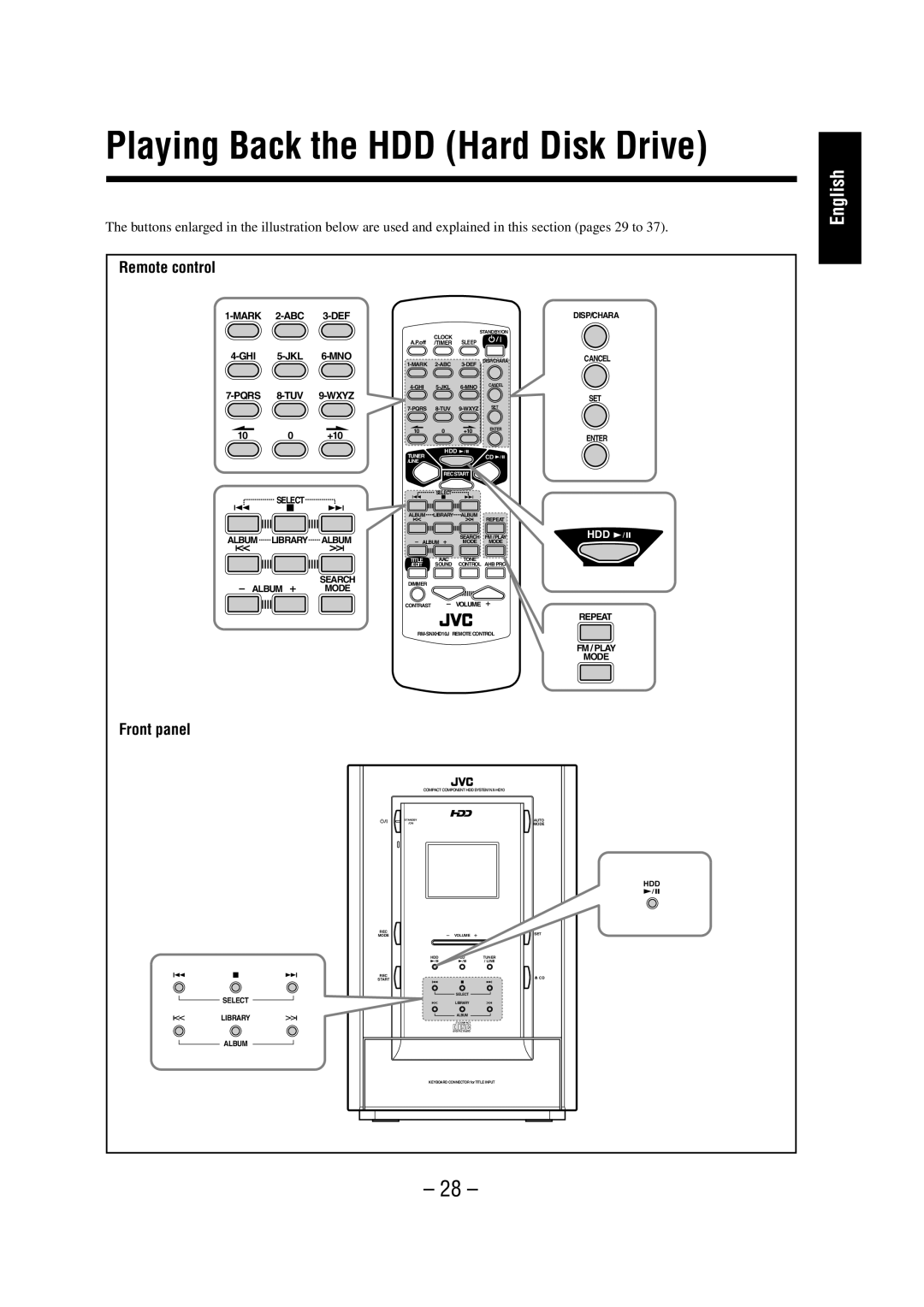 JVC NX-HD10 manual Playing Back the HDD Hard Disk Drive, Mark 