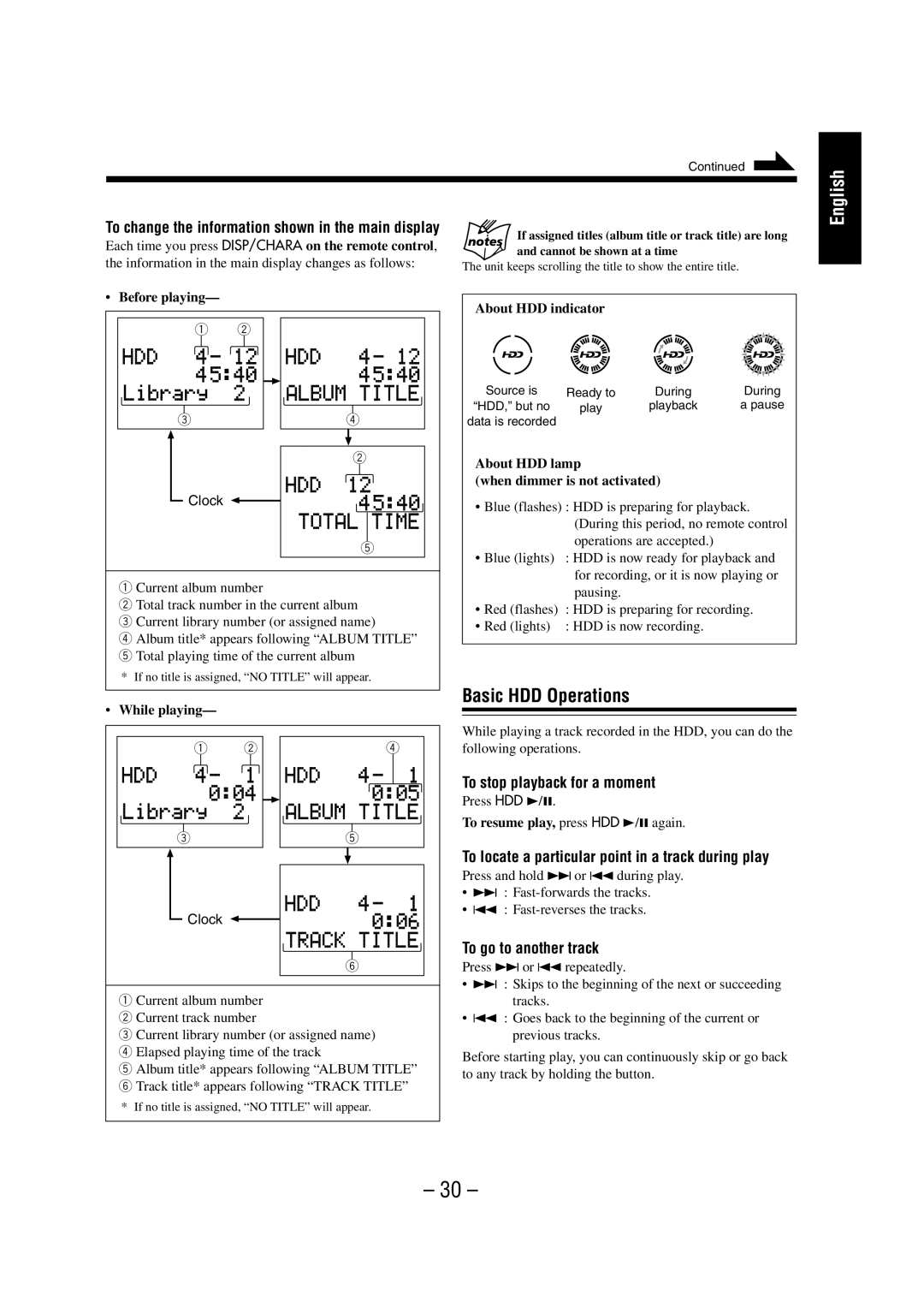 JVC NX-HD10 manual Basic HDD Operations, To locate a particular point in a track during play 