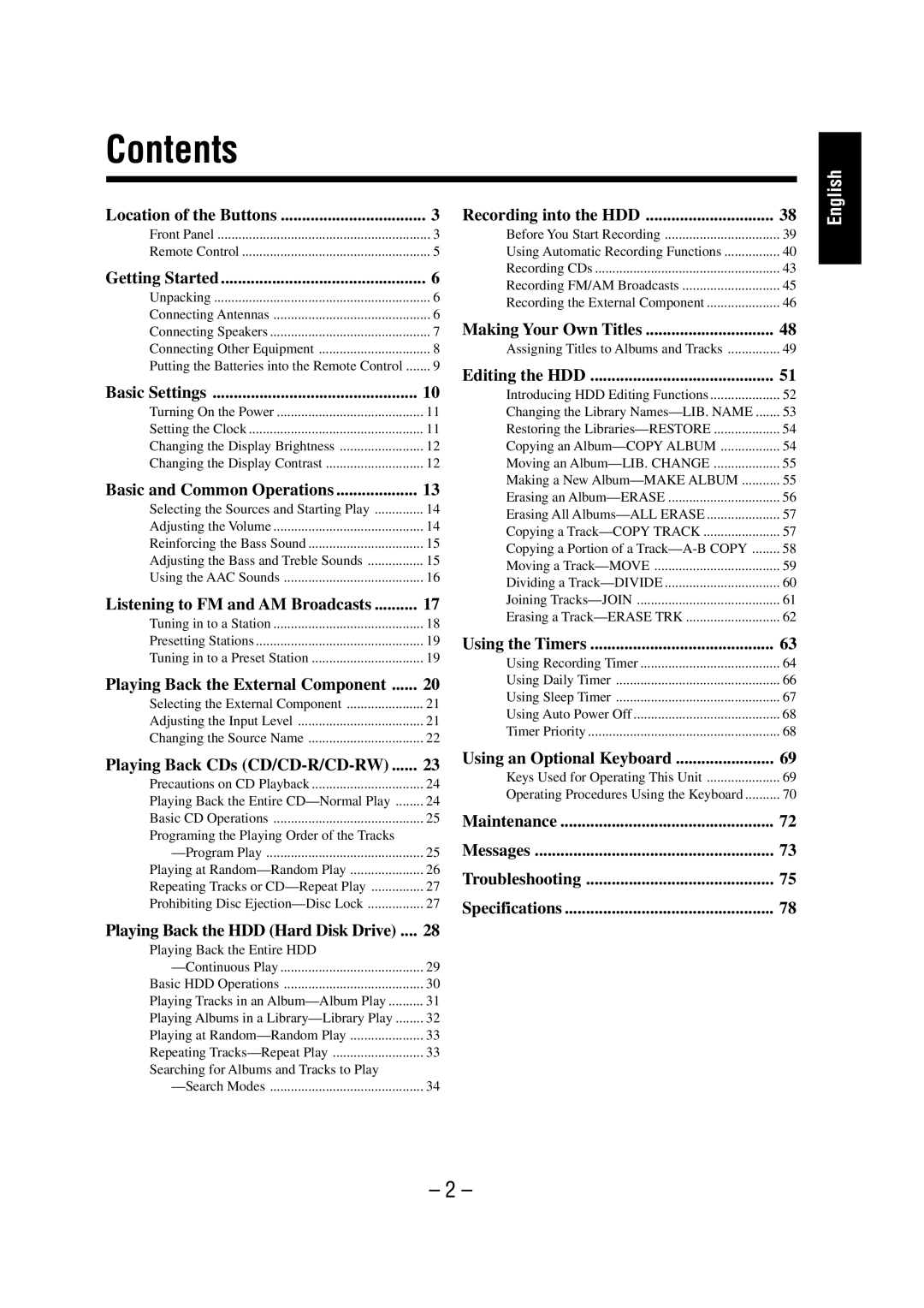 JVC NX-HD10 manual Contents 