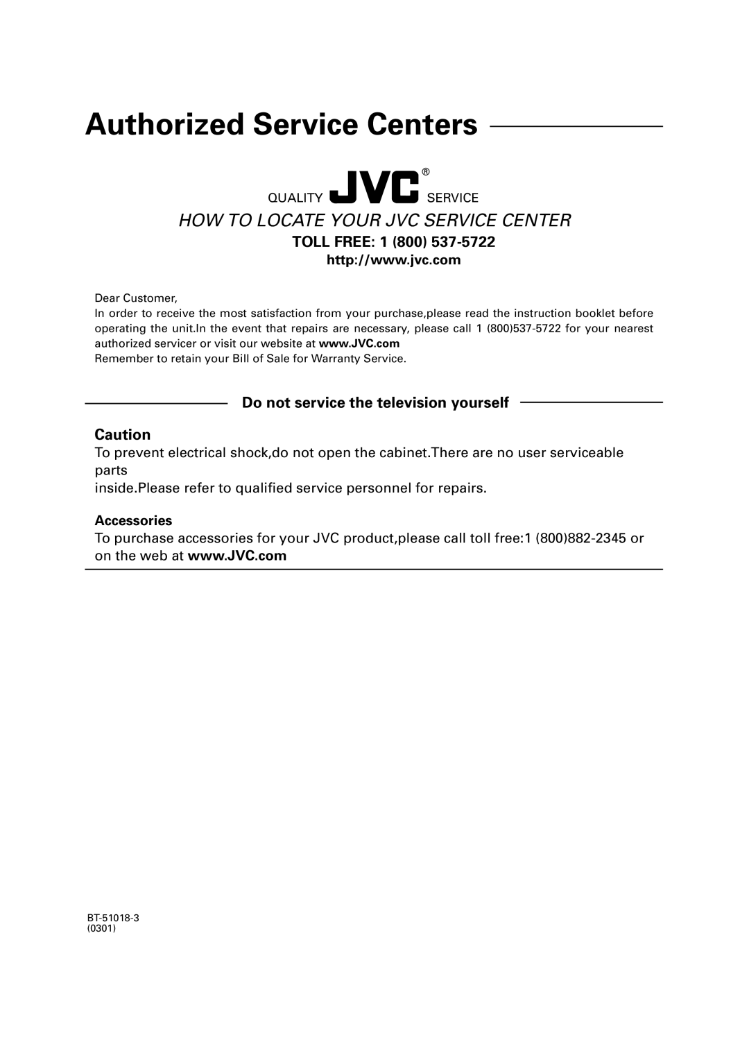 JVC NX-HD10 manual Authorized Service Centers 