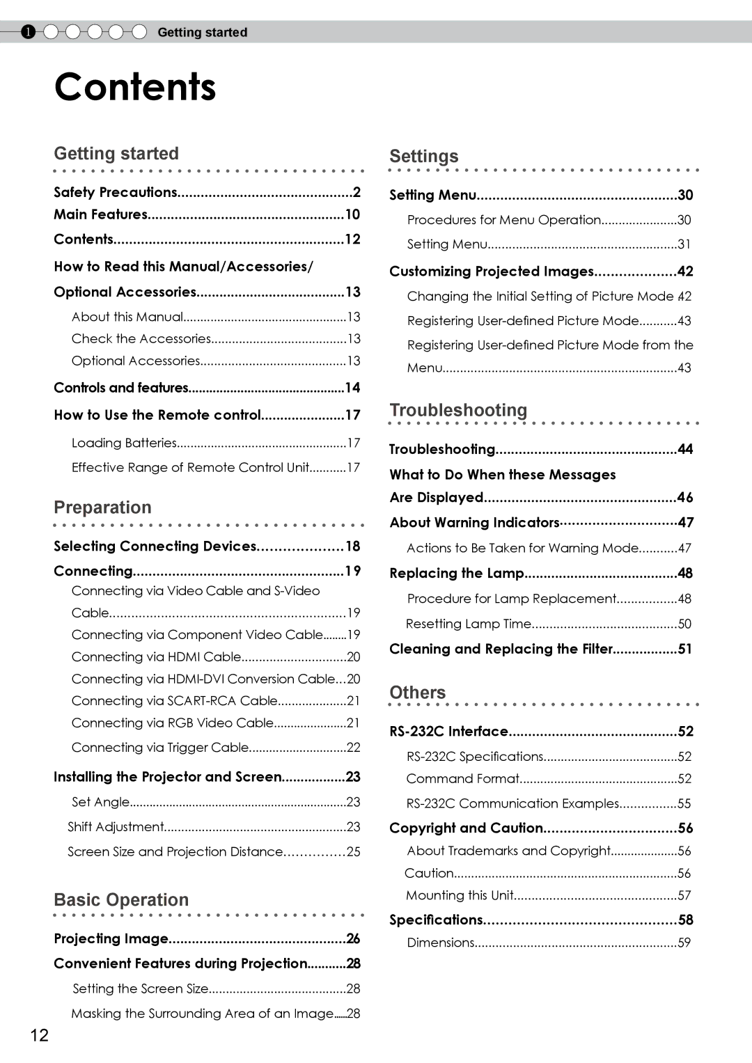 JVC PB006585599-1, DLA-RS0, 1108TTH-AO-AO manual Contents 