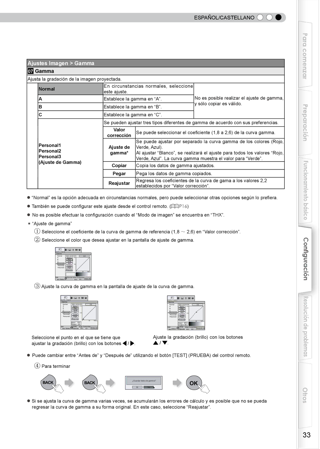 JVC PB006596599-0 manual Ajustes Imagen Gamma 