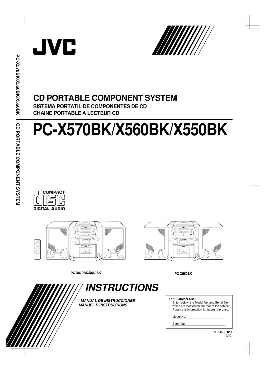 JVC PC-X560BK, PC-X550BK system manual PC-X570BK/X560BK, For Customer Use 